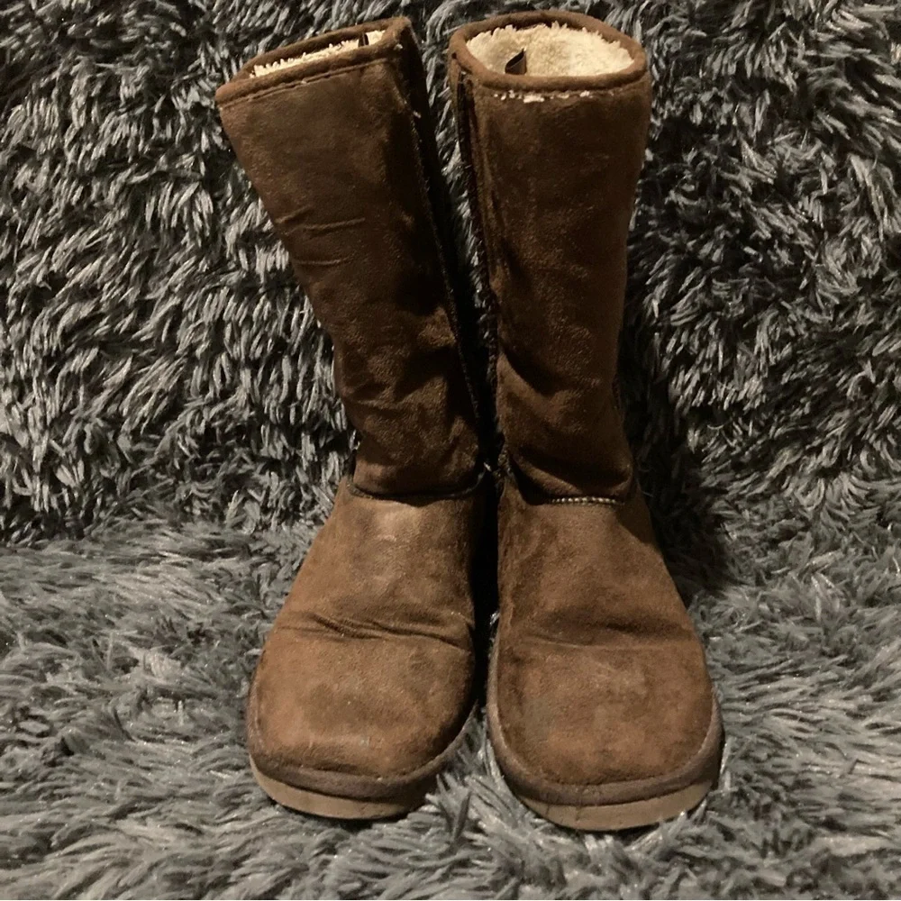 Girls Brown Faux Suede Mid-Calf Boot